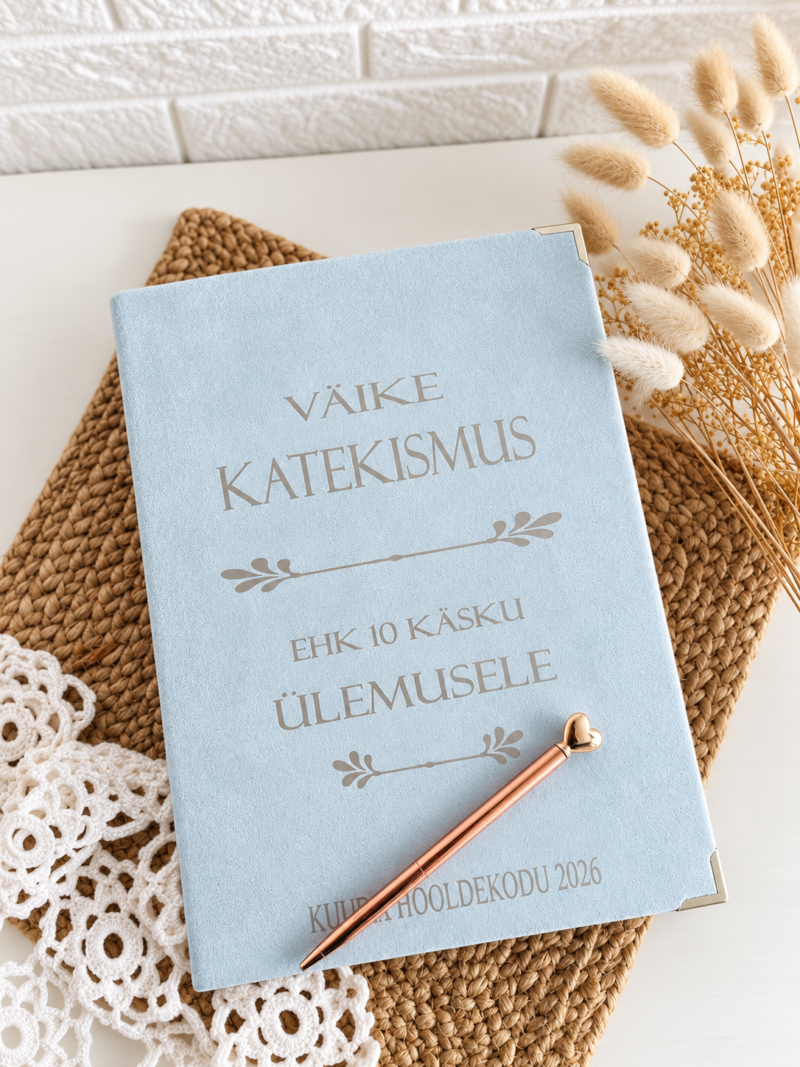 Väike katekismus ehk 10 käsku ülemusele helesinistes personaalsetes A4 kaantesVäike katekismus ehk 10 käsku ülemusele helesinistes personaalsetes A4 suurusega.
